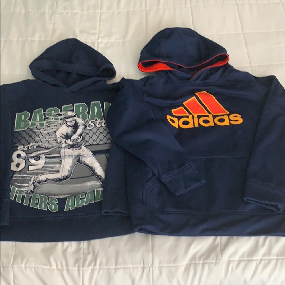 2 boys navy hoodies size 10/12